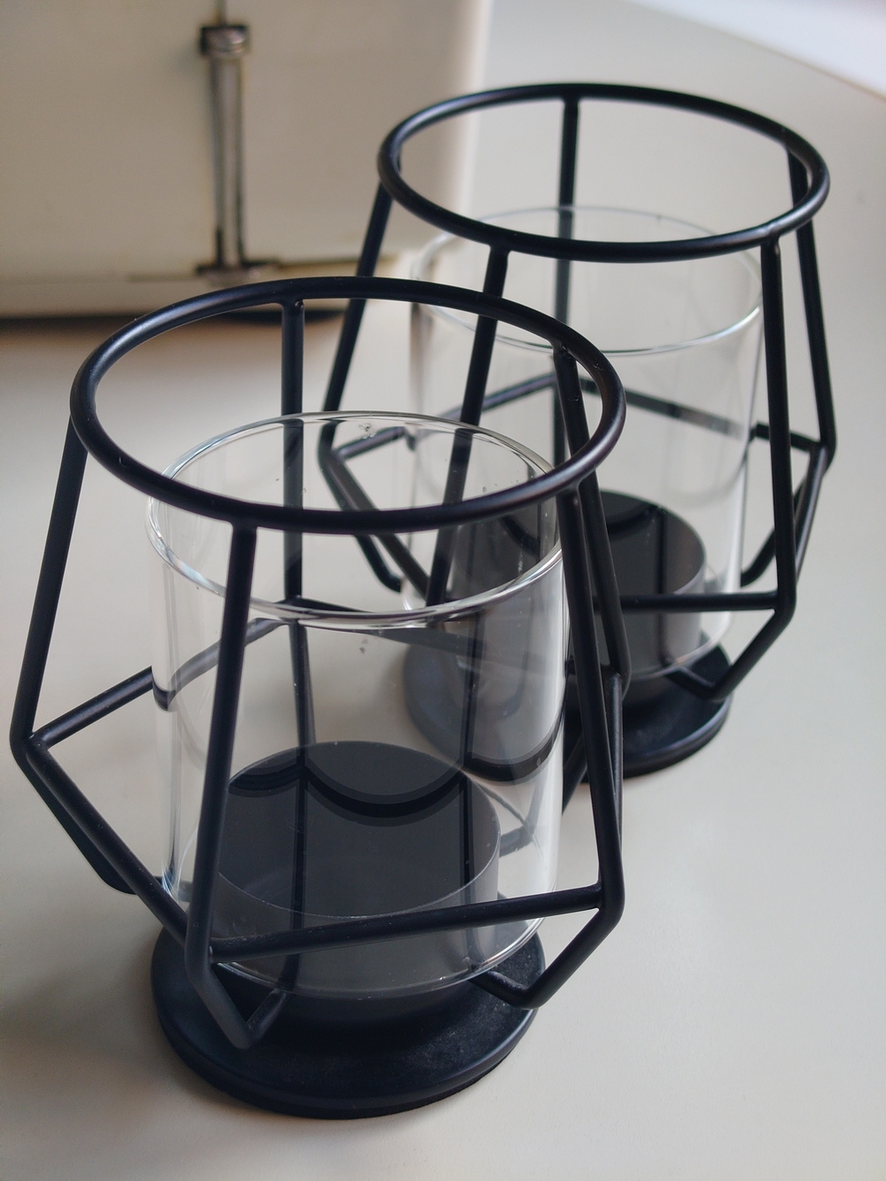 2 Black Geometric Metal and Glass Candle Holders IKEA Parlband